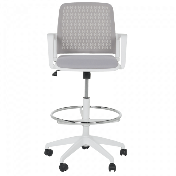 ОФИС СТОЛ 7556 WHITE, ДАМАСКА + МЕШ, СВЕТЛОСИВ