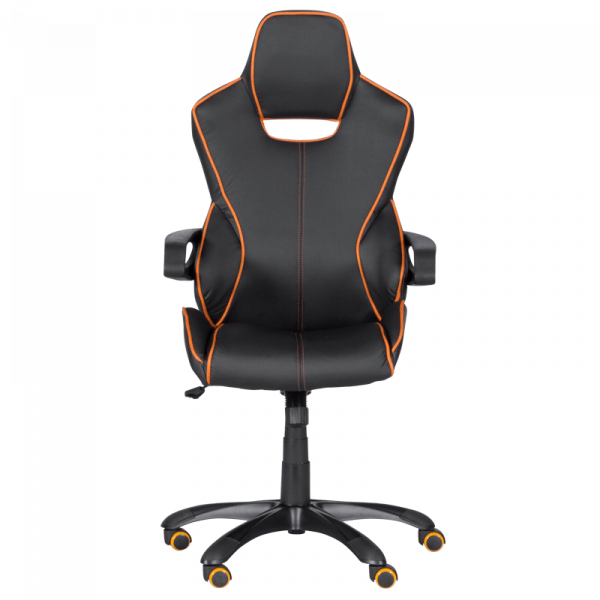 ГЕЙМЪРСКИ СТОЛ 7513 ЕКО КОЖА ЧЕРЕН + ОРАНЖЕВ