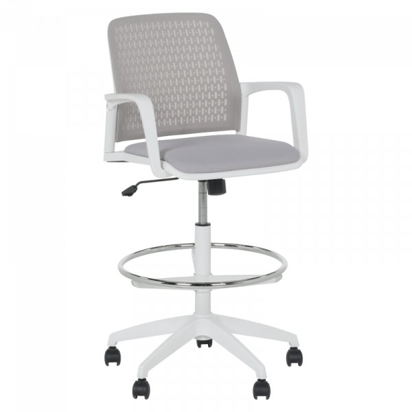 ОФИС СТОЛ 7556 WHITE, ДАМАСКА + МЕШ, СВЕТЛОСИВ