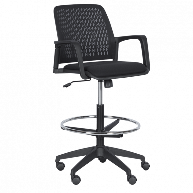 ОФИС СТОЛ 7556 BLACK, ДАМАСКА + МЕШ, ЧЕРЕН