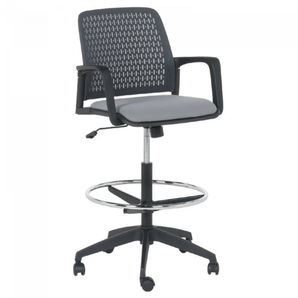 ОФИС СТОЛ 7556 BLACK, ДАМАСКА + МЕШ, СИВ