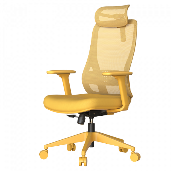 Жълт ергономичен стол.