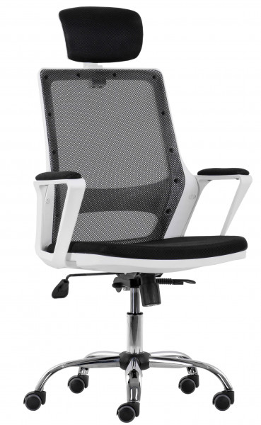 СТОЛ ДИРЕКТОРСКИ MARS WHITE 1 ХРОМ КОЖА ЧЕРЕН