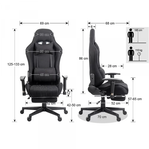 Геймърски стол в черен цвят.