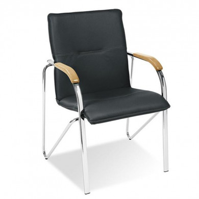 ПОСЕТИТЕЛСКИ СТОЛ SAMBA С ДЪРВЕНИ ПОДЛАКЪТНИЦИ ЕКО КОЖА ЧЕРЕН