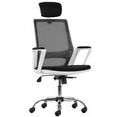 СТОЛ ДИРЕКТОРСКИ MARS WHITE 1 ХРОМ КОЖА ЧЕРЕН