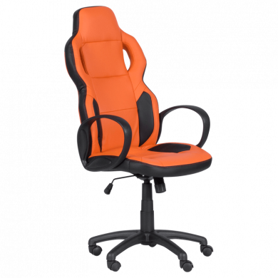 ДИРЕКТОРСКИ СТОЛ SPORTRACE 7510 ЕКО КОЖА ЧЕРЕН/ОРАНЖЕВ