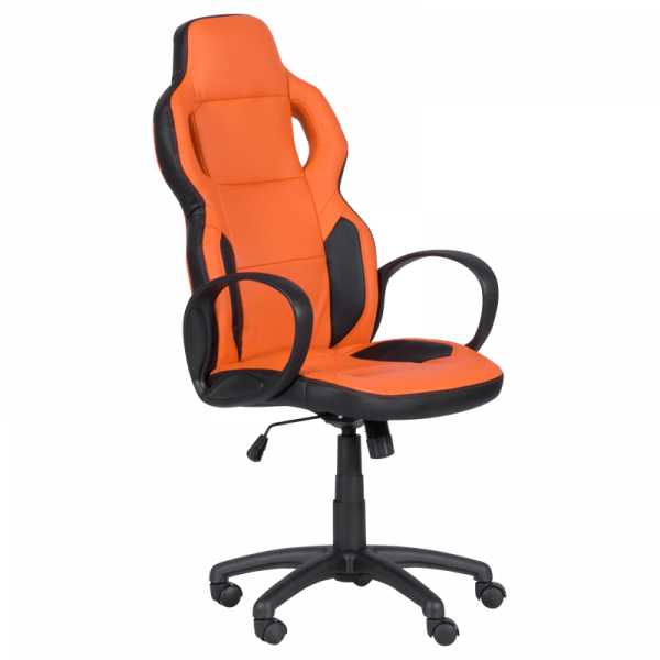 ДИРЕКТОРСКИ СТОЛ SPORTRACE 7510 ЕКО КОЖА ЧЕРЕН/ОРАНЖЕВ