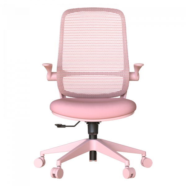 Светлорозов ергономичен стол.